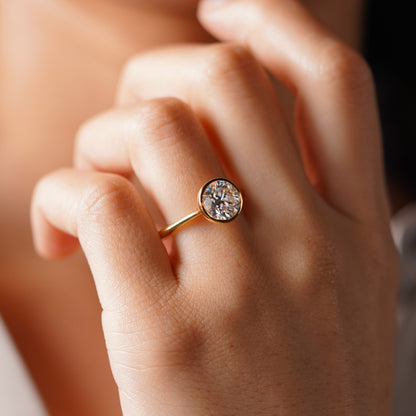 Round Cut Bezel Lab-Grown Diamond Engagement Ring