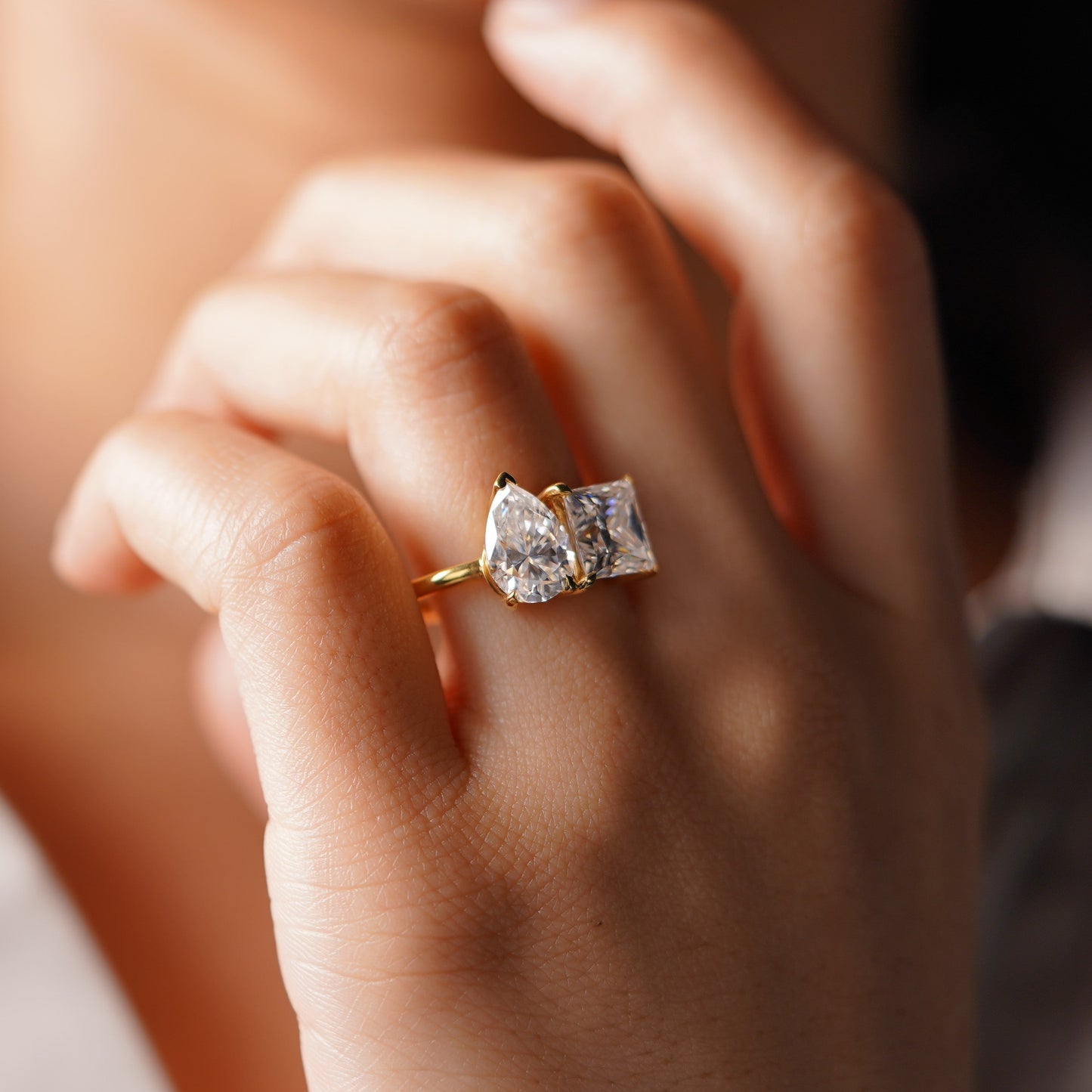 4.75 TCW Princess & Pear Cut Toi Et Moi Lab-Grown Diamond Engagement Ring