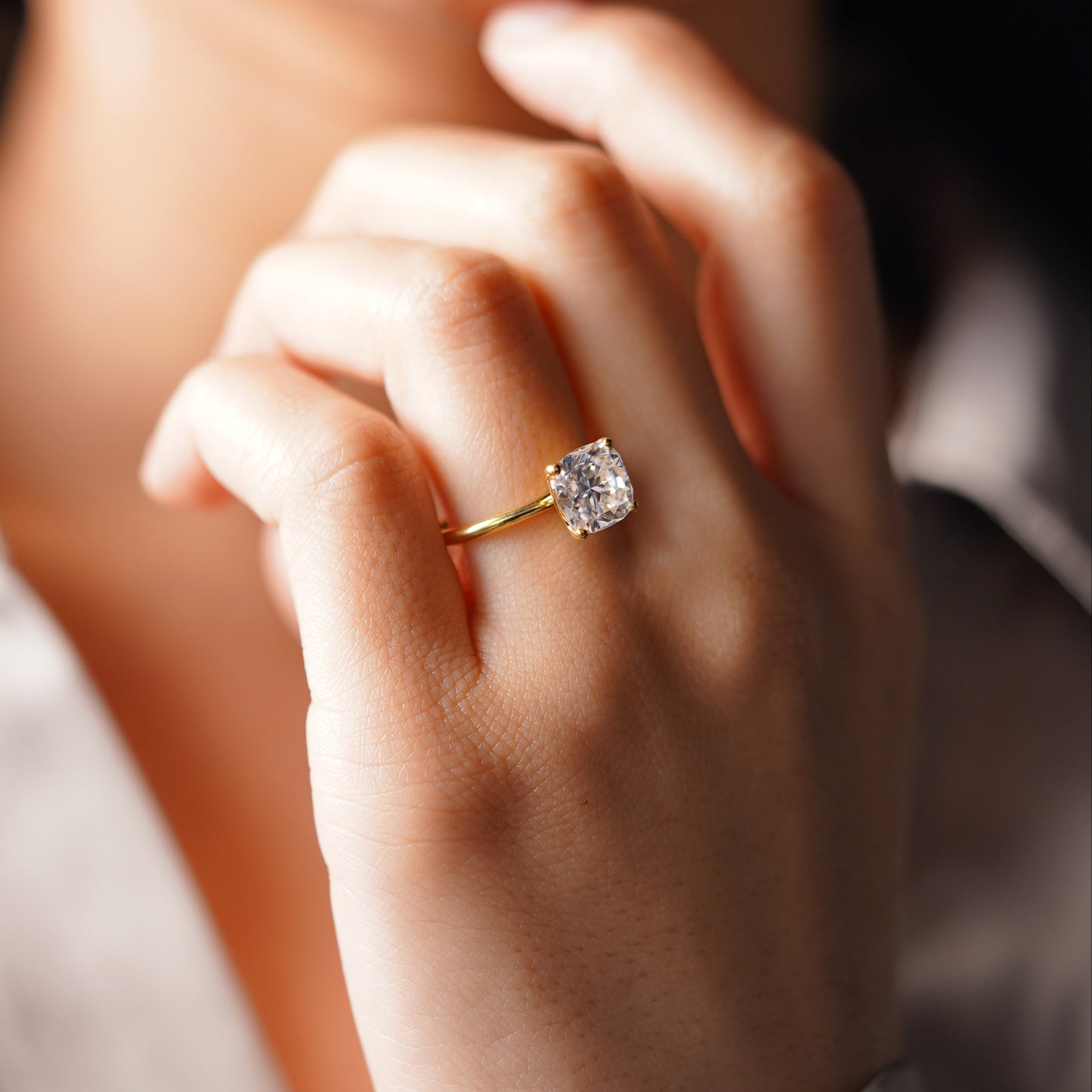 Cushion Cut Solitaire Lab-Grown Diamond Engagement Ring