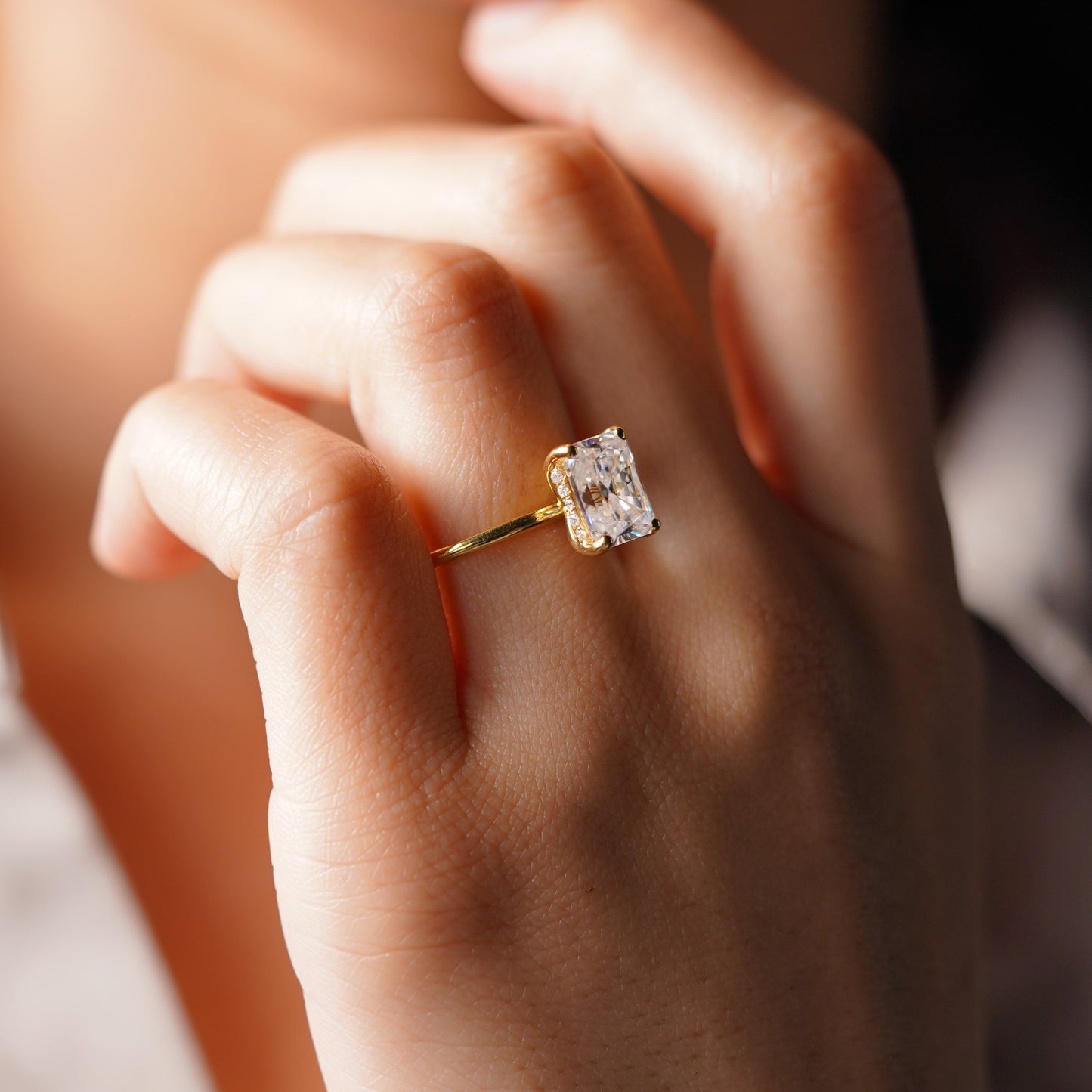 Radiant Cut Hidden Halo Lab-Grown Diamond Engagement Ring