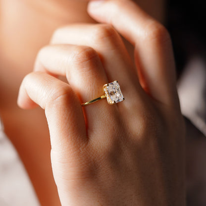 Radiant Cut Hidden Halo Lab-Grown Diamond Engagement Ring