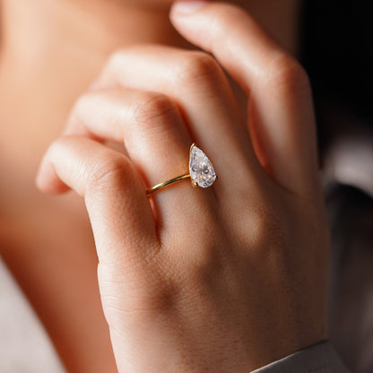 Pear Cut Solitaire Lab-Grown Diamond Engagement Ring
