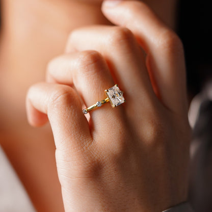 Radiant Cut Dainty Pave Lab-Grown Diamond Engagement Ring