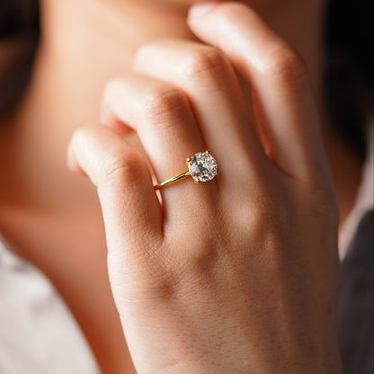 Round Cut Hidden Halo Lab-Grown Diamond Engagement Ring