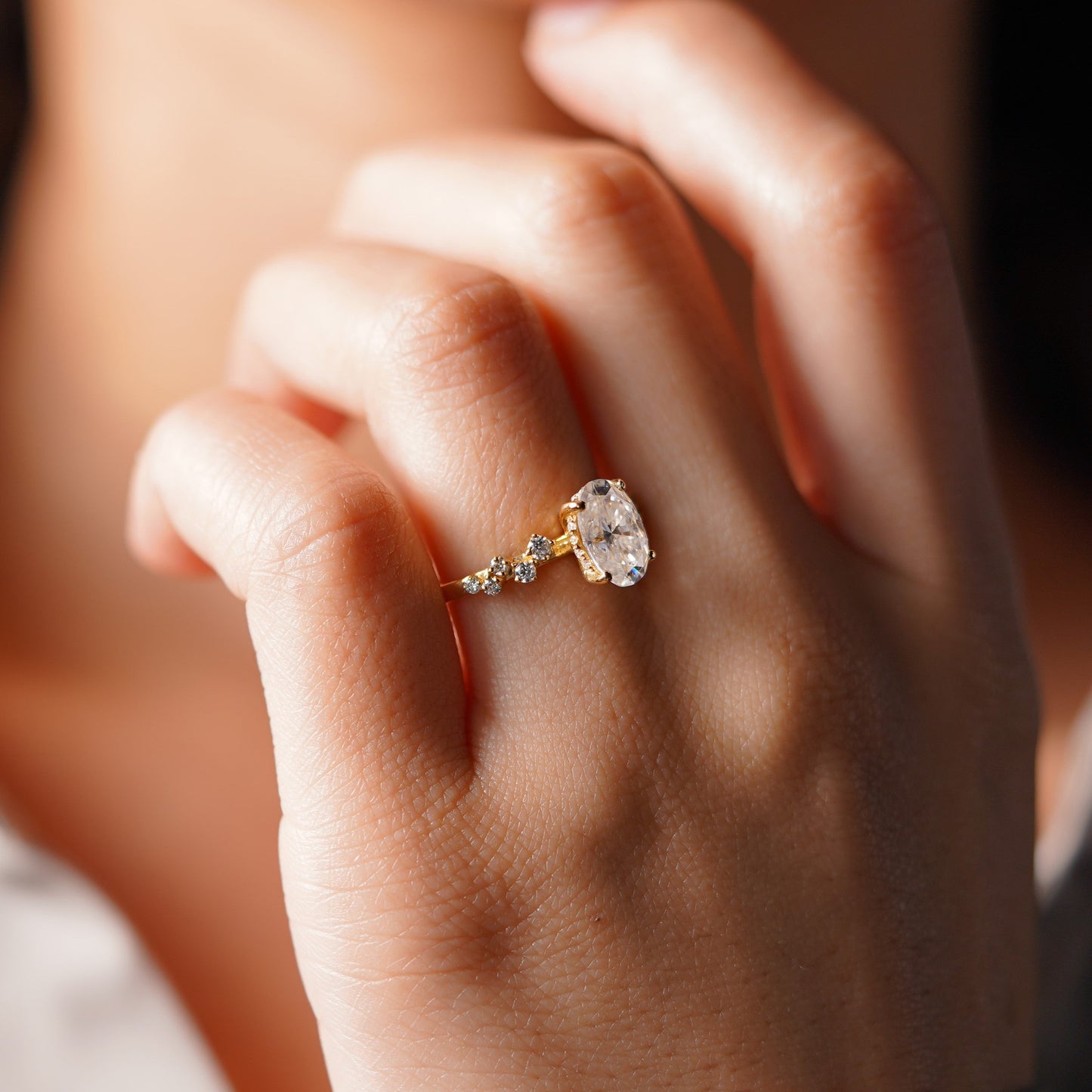 Oval Cut Hidden Halo & Pave Lab-Grown Diamond Engagement Ring