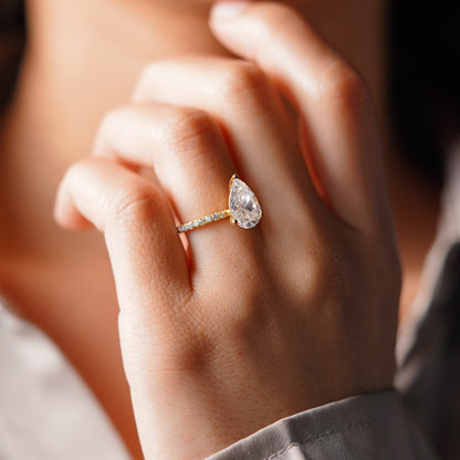 Pear Cut Pave Lab-Grown Diamond Engagement Ring