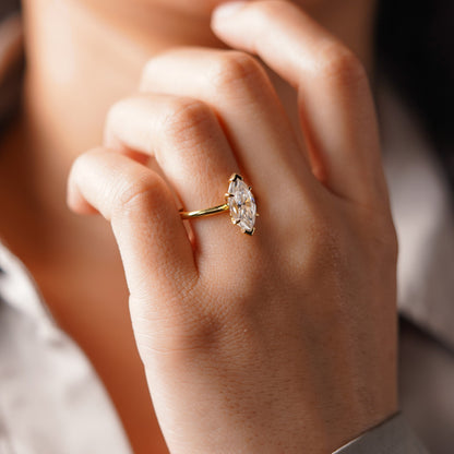 Marquise Cut Solitaire Lab-Grown Diamond Engagement Ring
