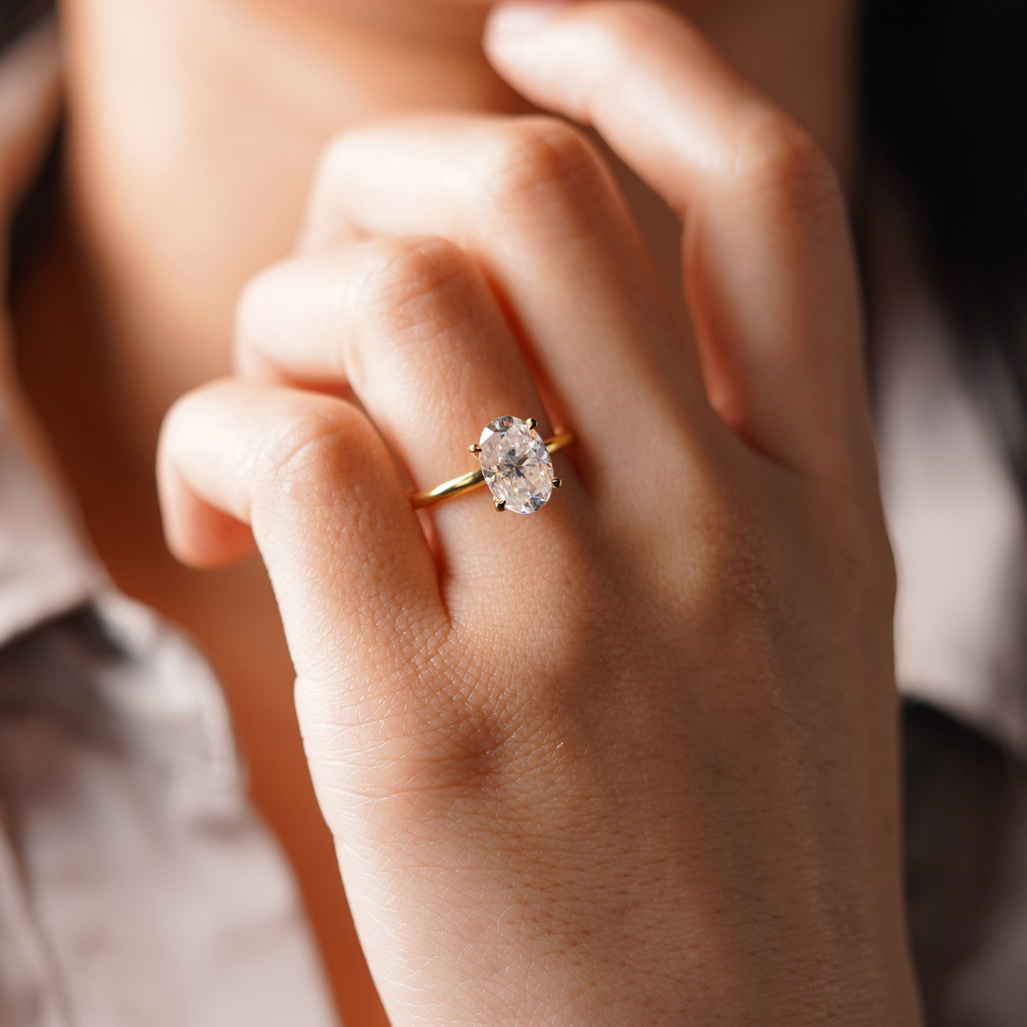 Oval Cut Solitaire Lab-Grown Diamond Engagement Ring