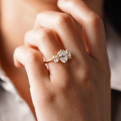 Oval Cut Three Stone Lab-Grown Diamond Engagement Ring