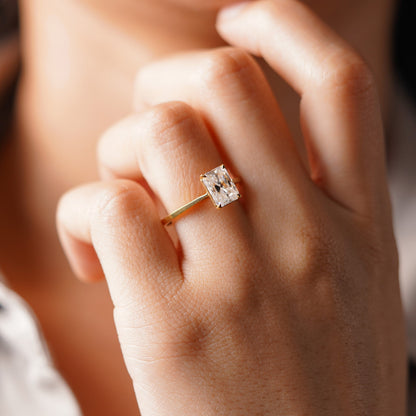 Radiant Cut Solitaire Cathedral Lab-Grown Diamond Engagement Ring