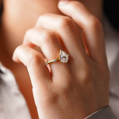 Pear Cut Dainty Pave Lab-Grown Diamond Engagement Ring