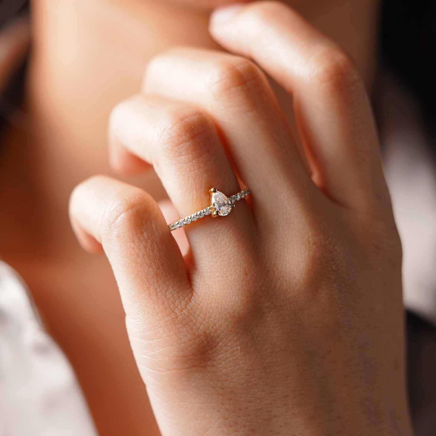 Pear Cut Pave Lab-Grown Diamond Engagement Ring