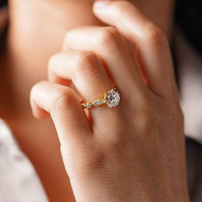 Round Cut Vintage Pave Lab-Grown Diamond Engagement Ring