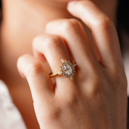 Oval Cut Cluster Lab-Grown Diamond Engagement Ring