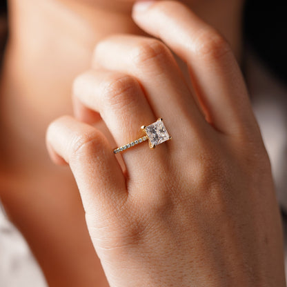 Princess Cut Pave Lab-Grown Diamond Engagement Ring