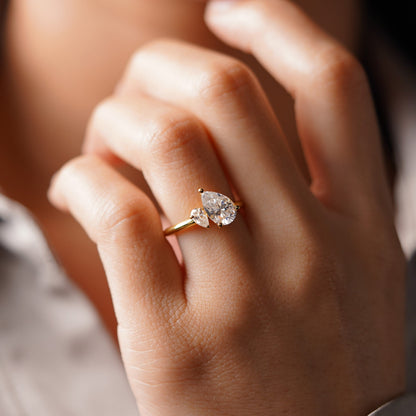 1.5 TCW Pear Cut Toi Et Moi Lab-Grown Diamond Engagement Ring