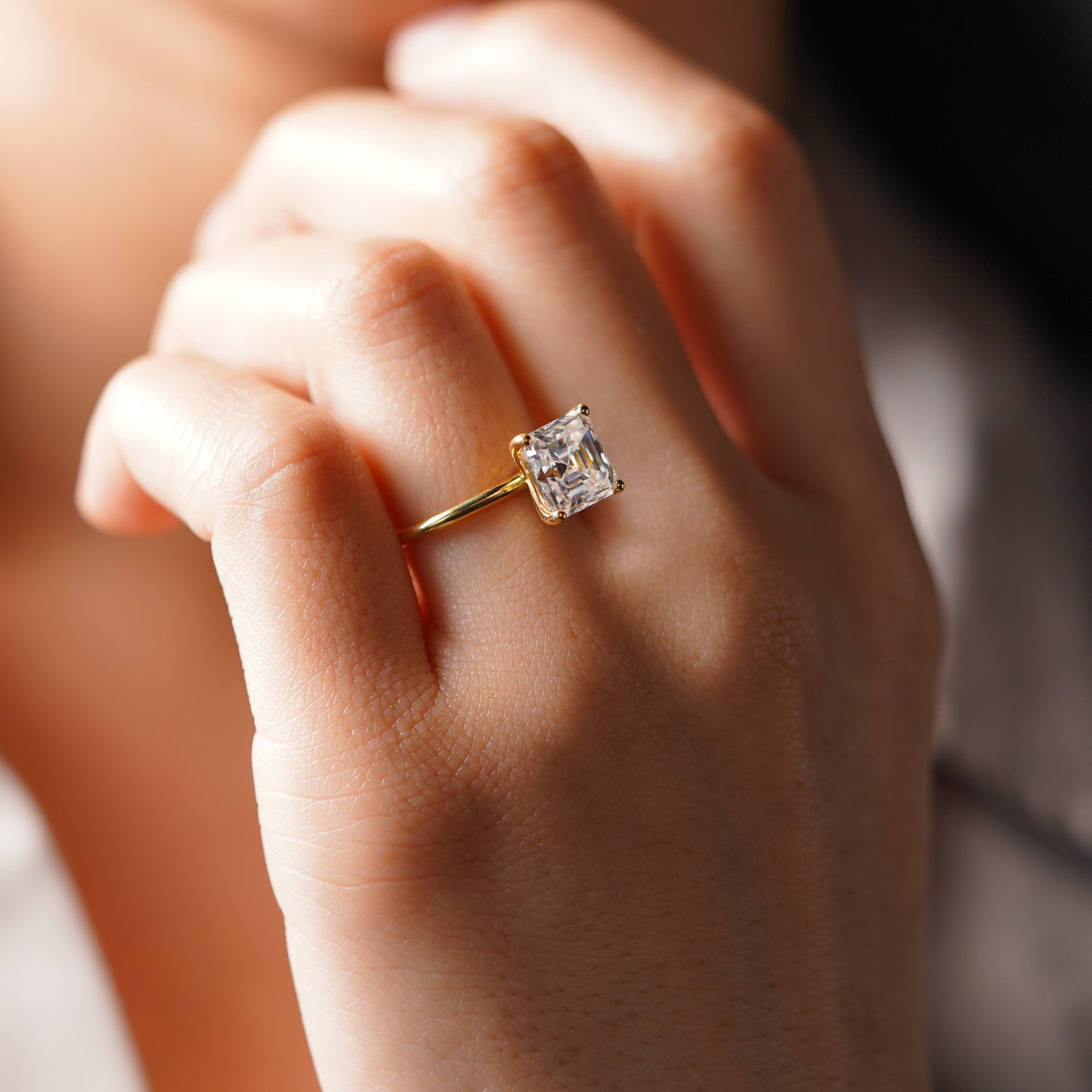 Asscher Cut Solitaire Lab-Grown Diamond Engagement Ring