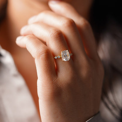 Elongated Cushion Cut Pave Lab-Grown Diamond Engagement Ring