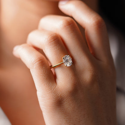 Oval Cut Solitaire Cathedral Lab-Grown Diamond Engagement Ring