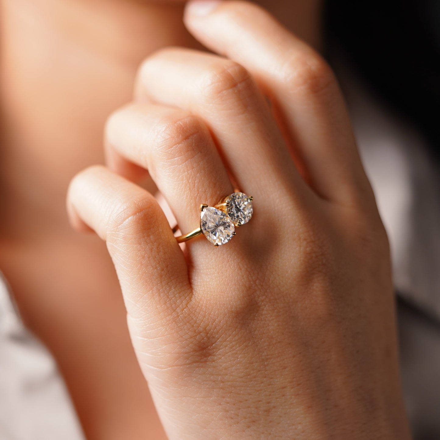 3.5 TCW Pear & Round Cut Toi Et Moi Lab-Grown Diamond Engagement Ring