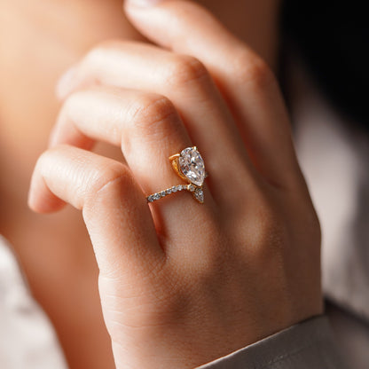 Pear Cut Pave Lab-Grown Diamond Engagement Ring