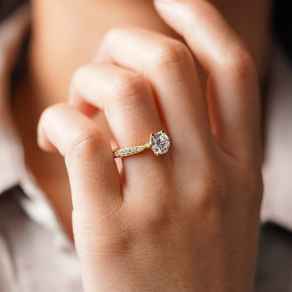 Round Cut Pave Lab-Grown Diamond Engagement Ring