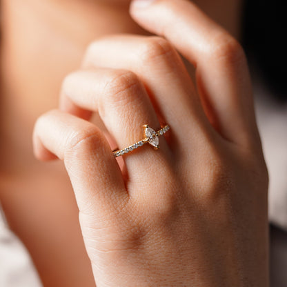 Marquise Cut Pave Lab-Grown Diamond Engagement Ring