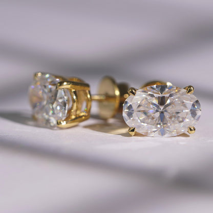 1 TCW Oval Lab-Grown Diamond Stud Earrings