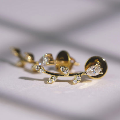 0.66 TCW Pear & Round Lab-Grown Diamond Drop Earrings