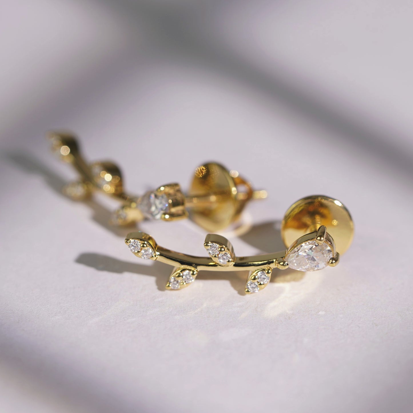 0.66 TCW Pear & Round Lab-Grown Diamond Drop Earrings