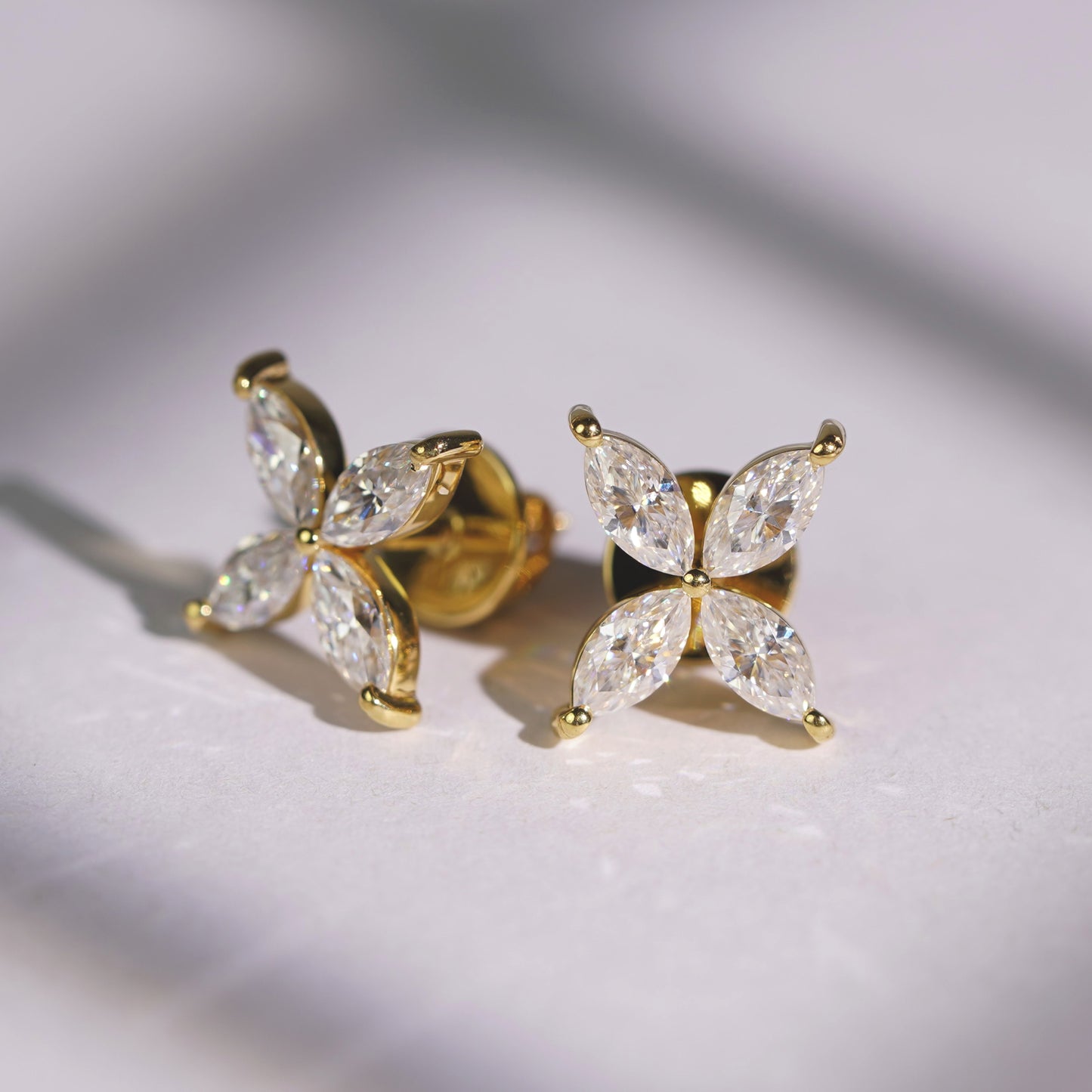 1.41 TCW Marquise Lab-Grown Diamond Flower Stud Earrings