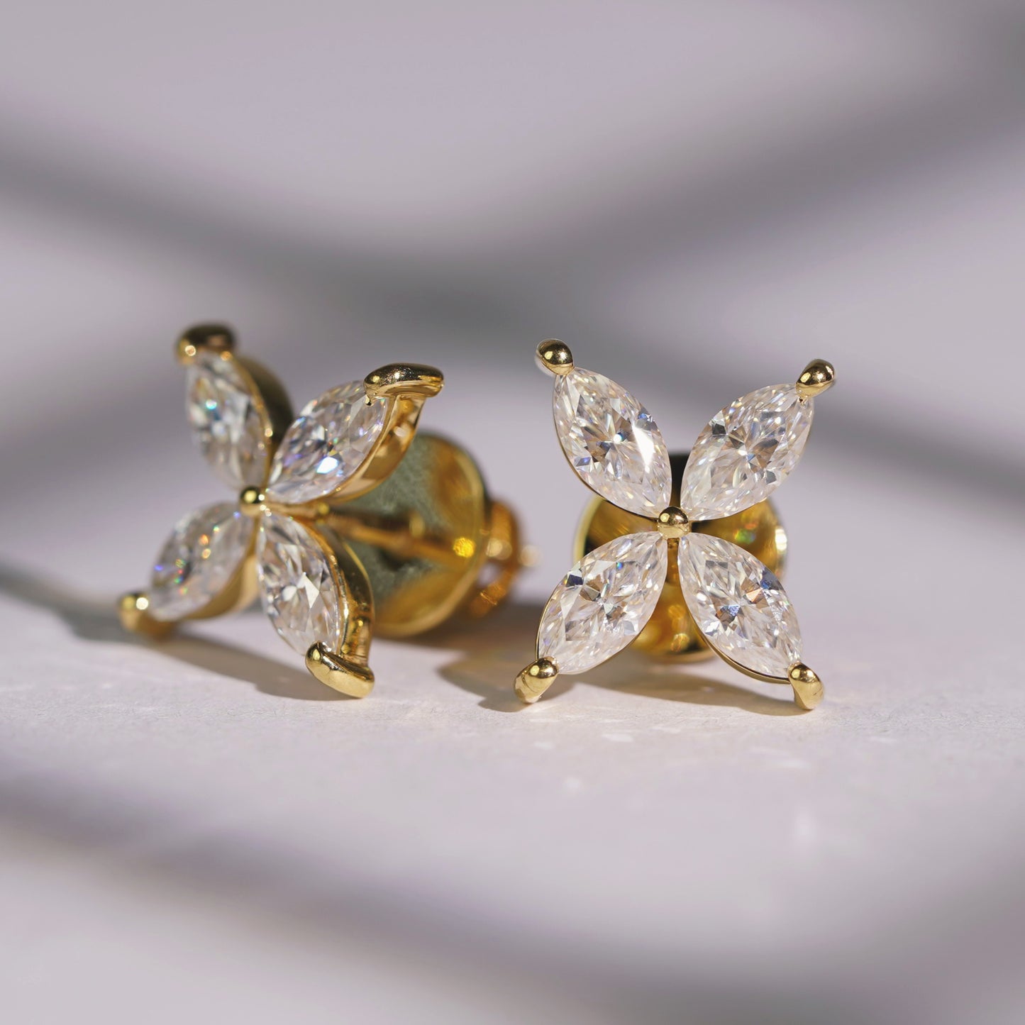 1.41 TCW Marquise Lab-Grown Diamond Flower Stud Earrings