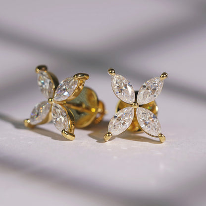 1.41 TCW Marquise Lab-Grown Diamond Flower Stud Earrings