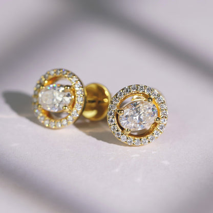 1.62 TCW Oval & Round Lab-Grown Diamond Stud Earrings