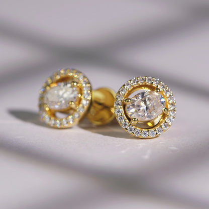 1.62 TCW Oval & Round Lab-Grown Diamond Stud Earrings