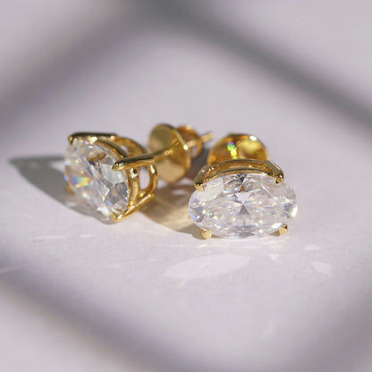 1 TCW Oval Lab-Grown Diamond Stud Earrings
