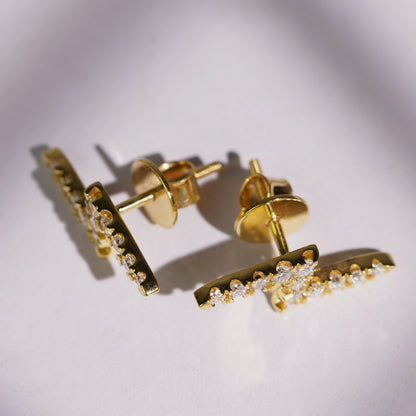 0.56 TCW Round Lab-Grown Diamond Lightning Stud Earrings