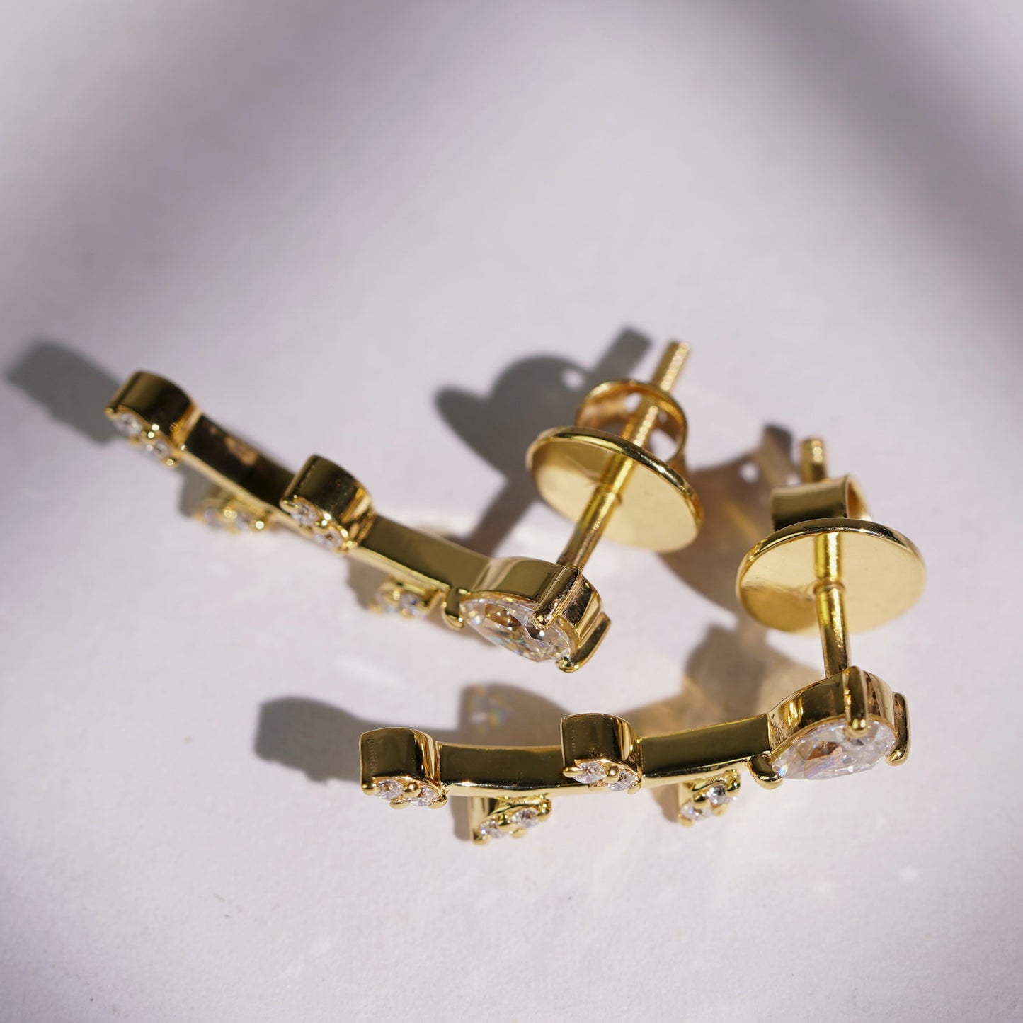 0.66 TCW Pear & Round Lab-Grown Diamond Drop Earrings