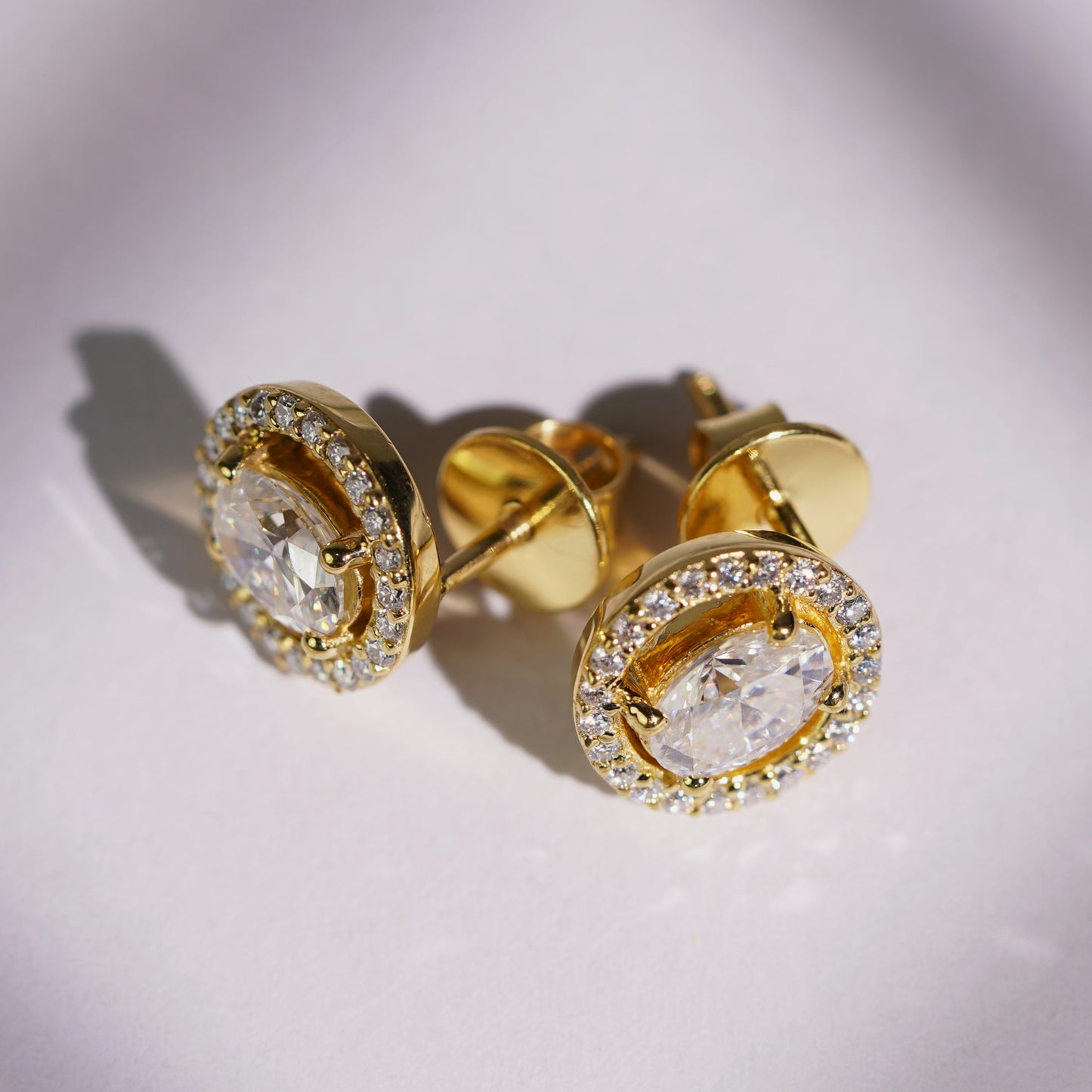 1.62 TCW Oval & Round Lab-Grown Diamond Stud Earrings