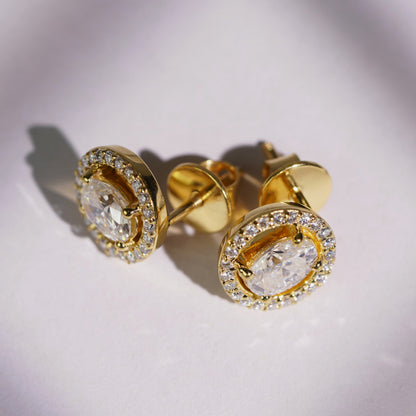 1.62 TCW Oval & Round Lab-Grown Diamond Stud Earrings