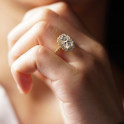 Elongated Cushion Cut Halo & Pave Lab-Grown Diamond Engagement Ring