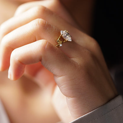 Marquise Cut Nature Inspired Lab-Grown Diamond Engagement Ring
