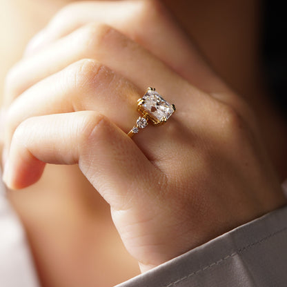 Radiant Cut Cluster Lab-Grown Diamond Engagement Ring