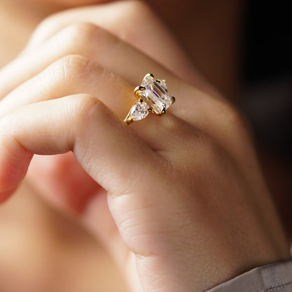 Emerald Cut Three Stone Lab-Grown Diamond Engagement Ring