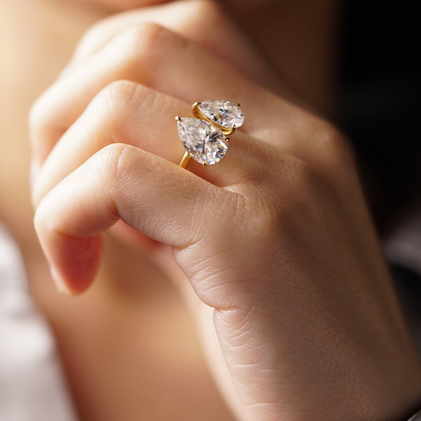 4.5 TCW Pear Cut Toi Et Moi Lab-Grown Diamond Engagement Ring