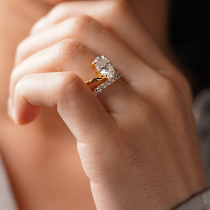 Oval Cut Pave Lab-Grown Diamond Engagement Ring