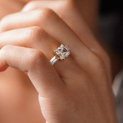 Asscher Cut Three Stone Lab-Grown Diamond Engagement Ring