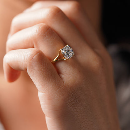 Cushion Cut Solitaire Split Shank Lab-Grown Diamond Engagement Ring