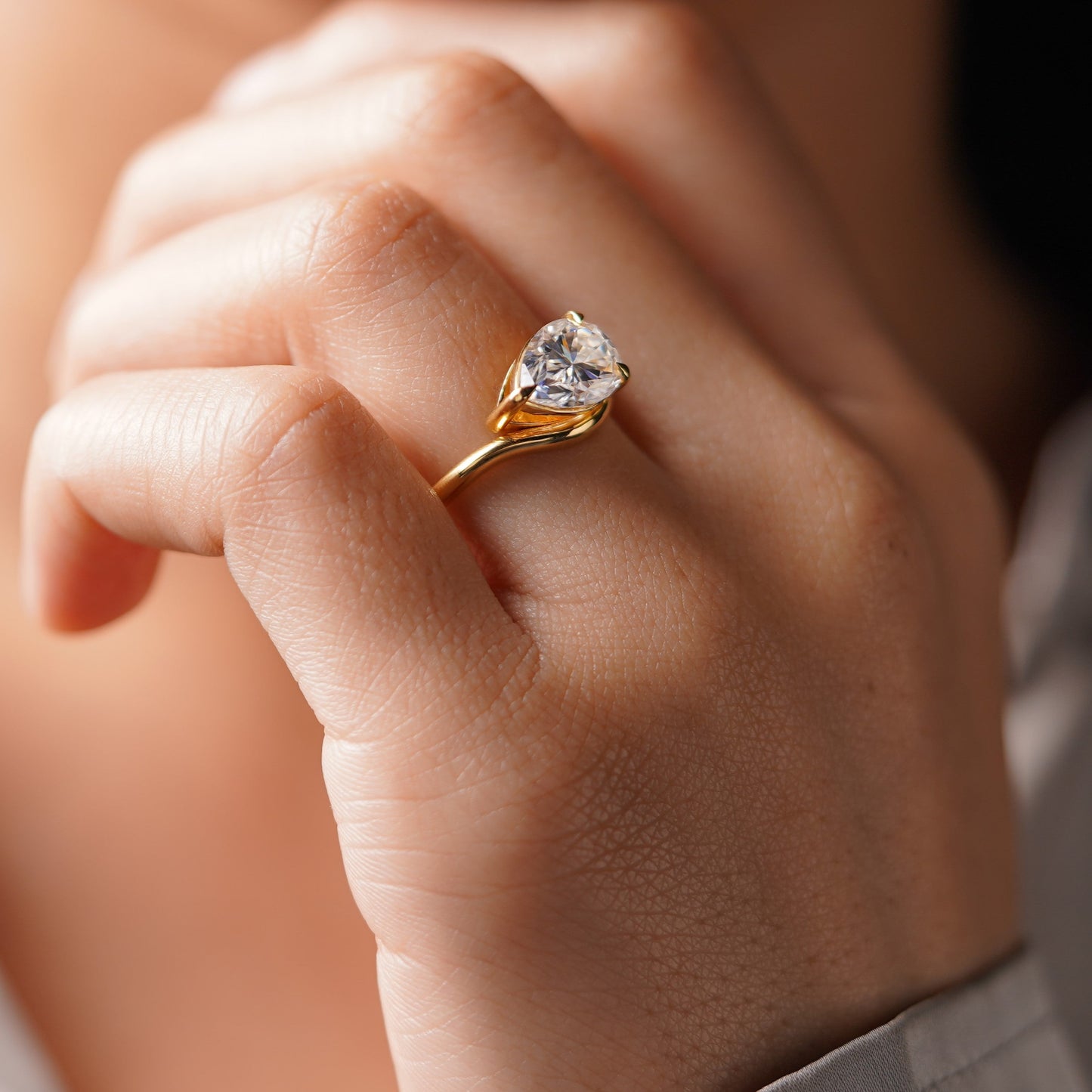 Pear Cut Solitaire Lab-Grown Diamond Engagement Ring