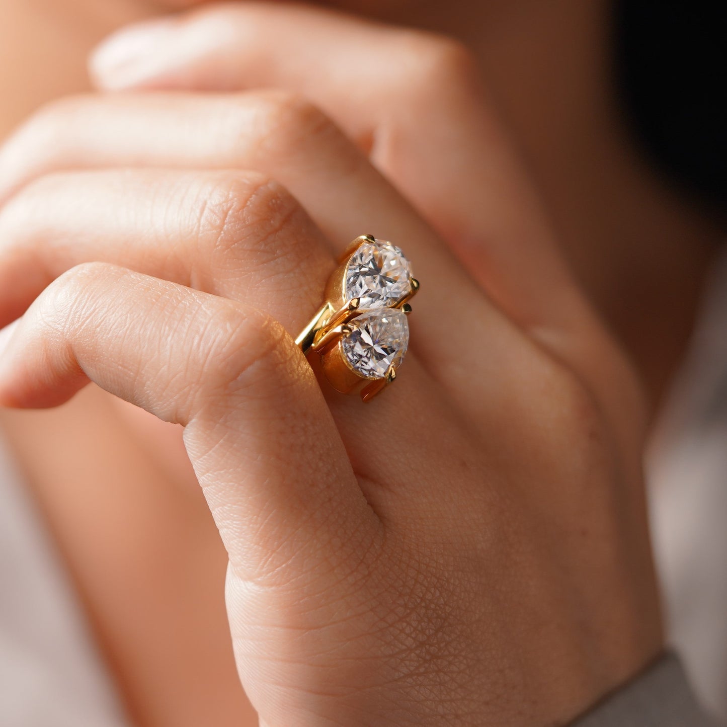 3.5 TCW Pear Cut Toi Et Moi Lab-Grown Diamond Engagement Ring
